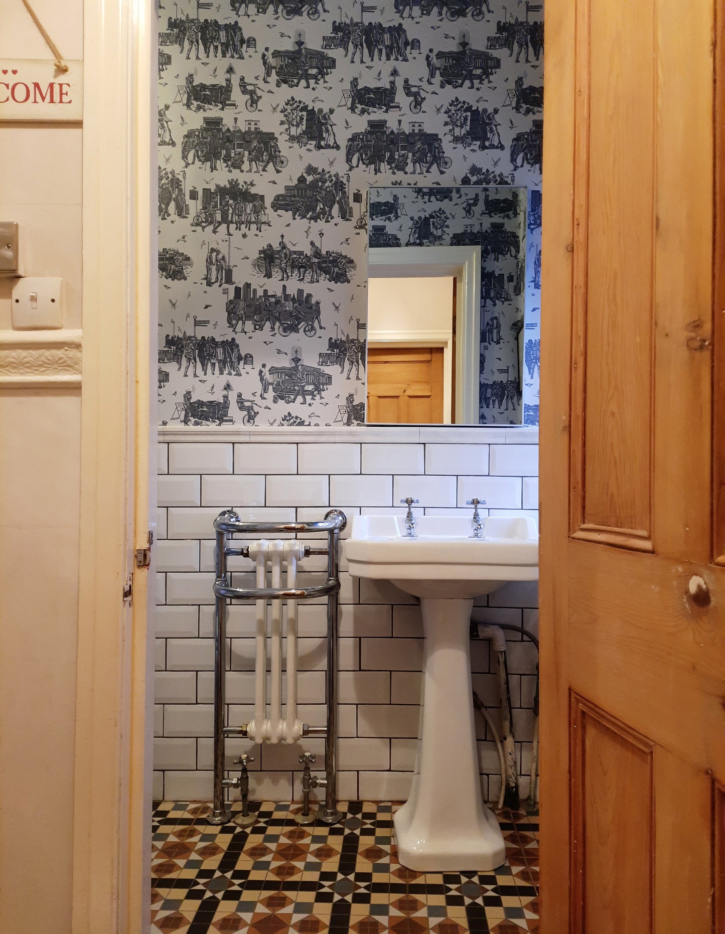 Liverpool Toile Kensington Blue Wallpaper