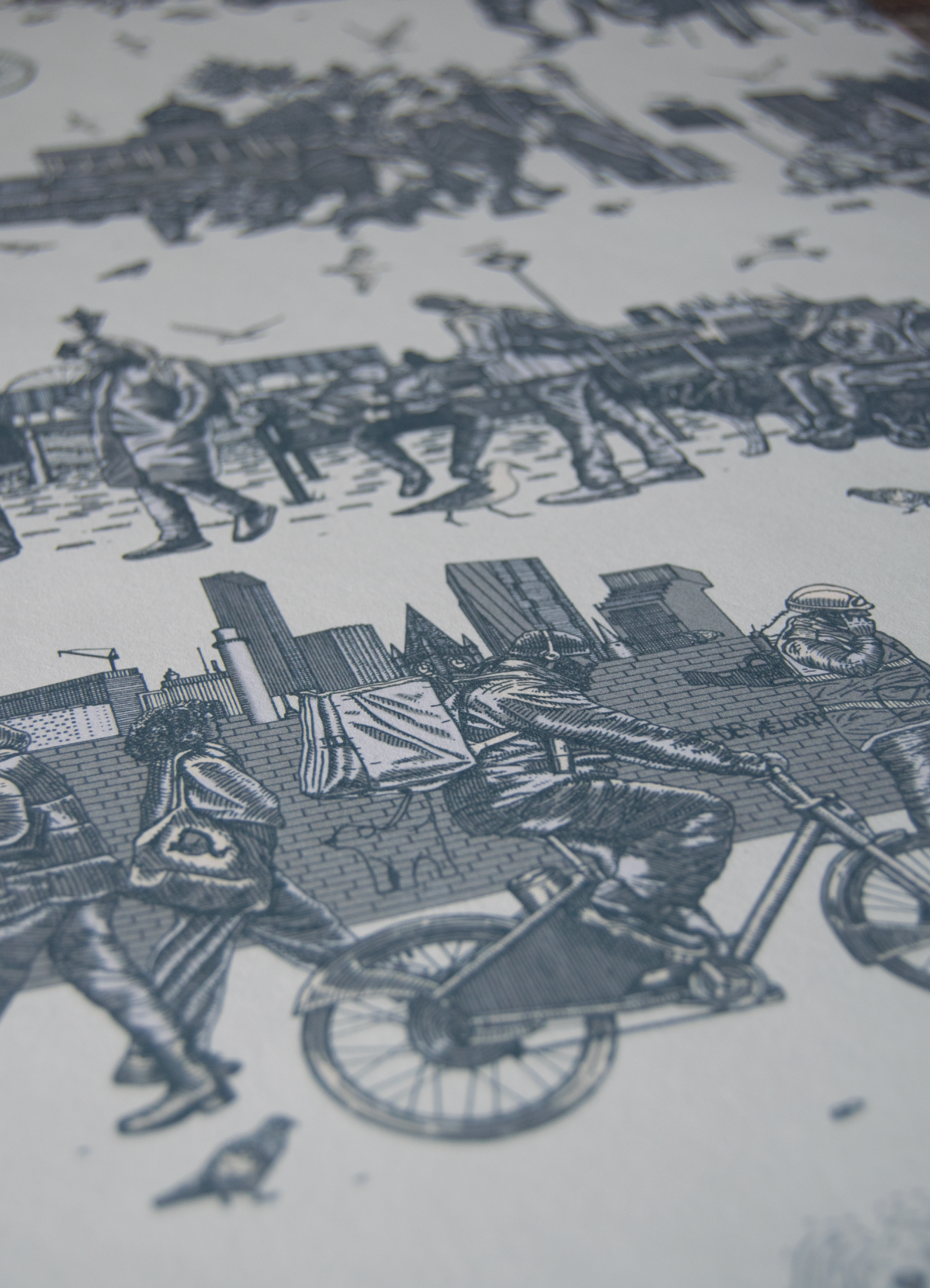 Liverpool Toile Kensington Blue Wallpaper