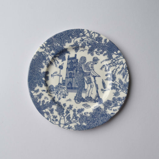 Liverpool Blue Luncheon Wall Plate 'Taxi to the Bombed Out'