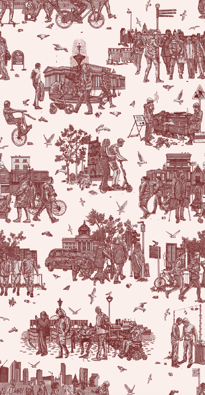 Liverpool Toile Anfield Red Wallpaper