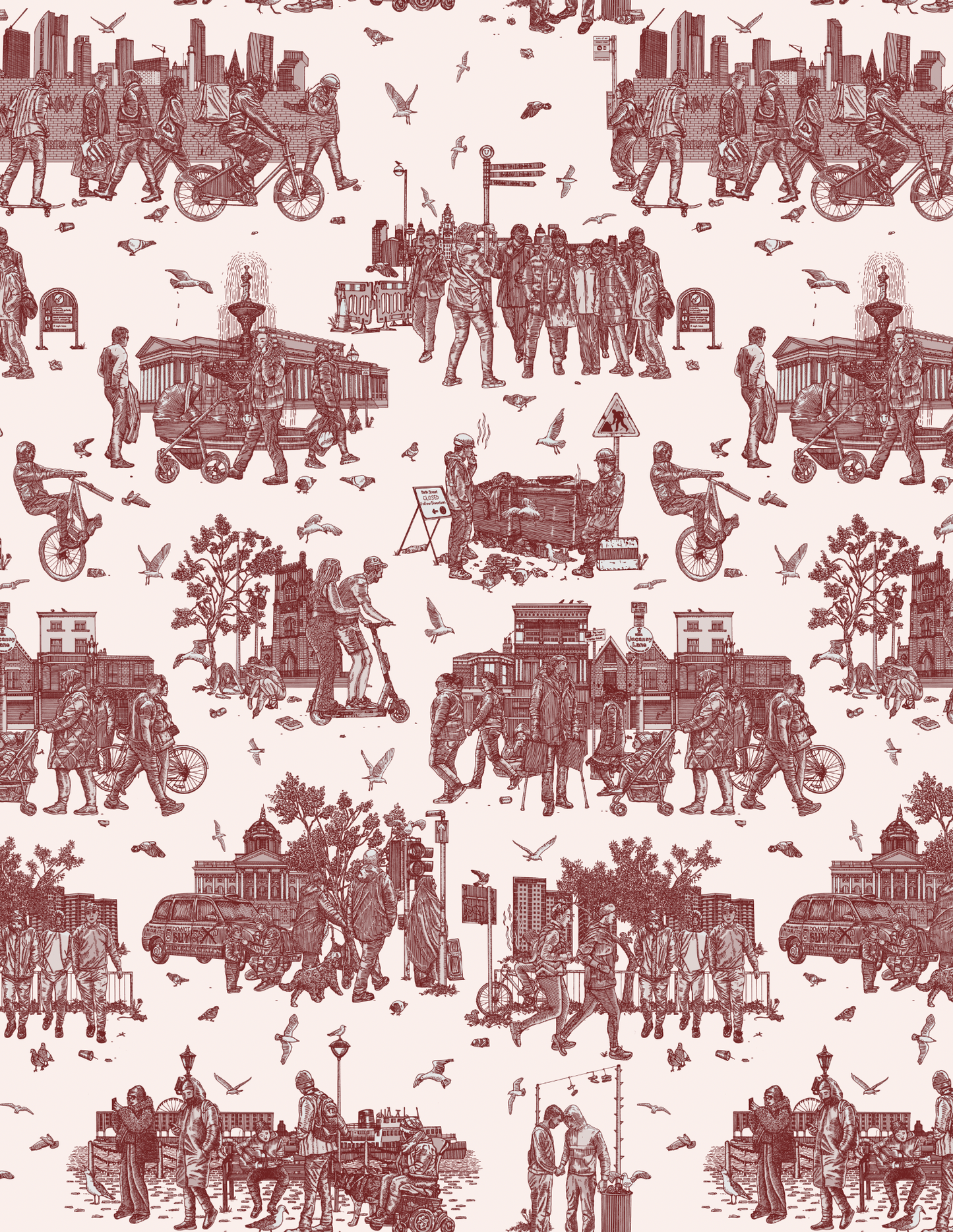 Liverpool Toile Anfield Red Wallpaper Sample