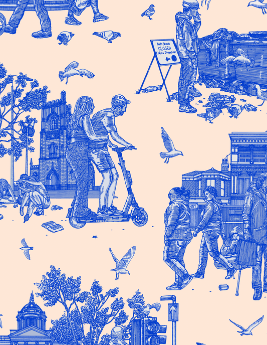 Liverpool Toile Everton Blue Wallpaper Sample