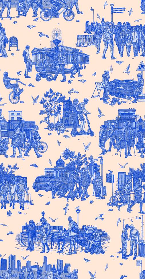 Liverpool Toile Everton Blue Wallpaper